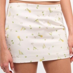 White Abercrombie Martini Print Mini Skirt!